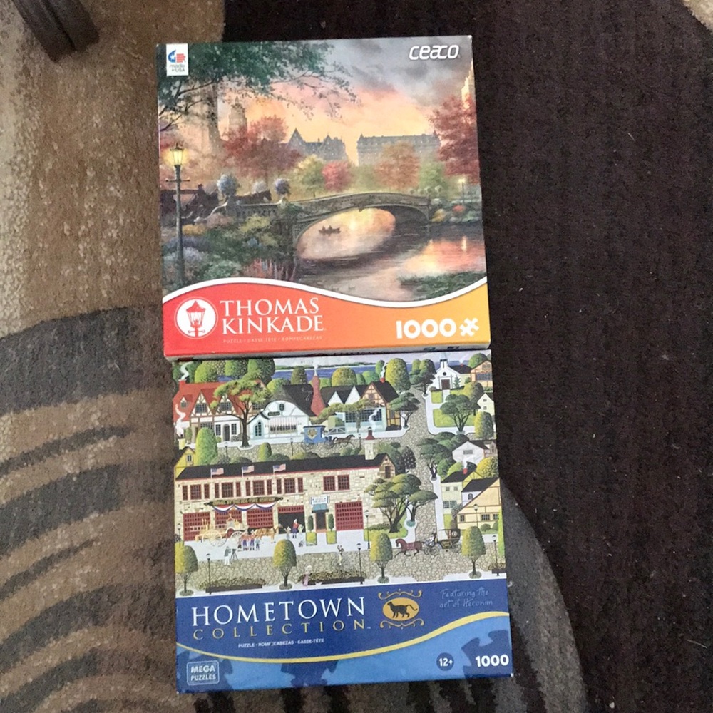 2 THOMAS KINKADE 1000 PIECE PUZZLES BUNDLE HAVE ALL THE PIECES EXCELLENT COND.